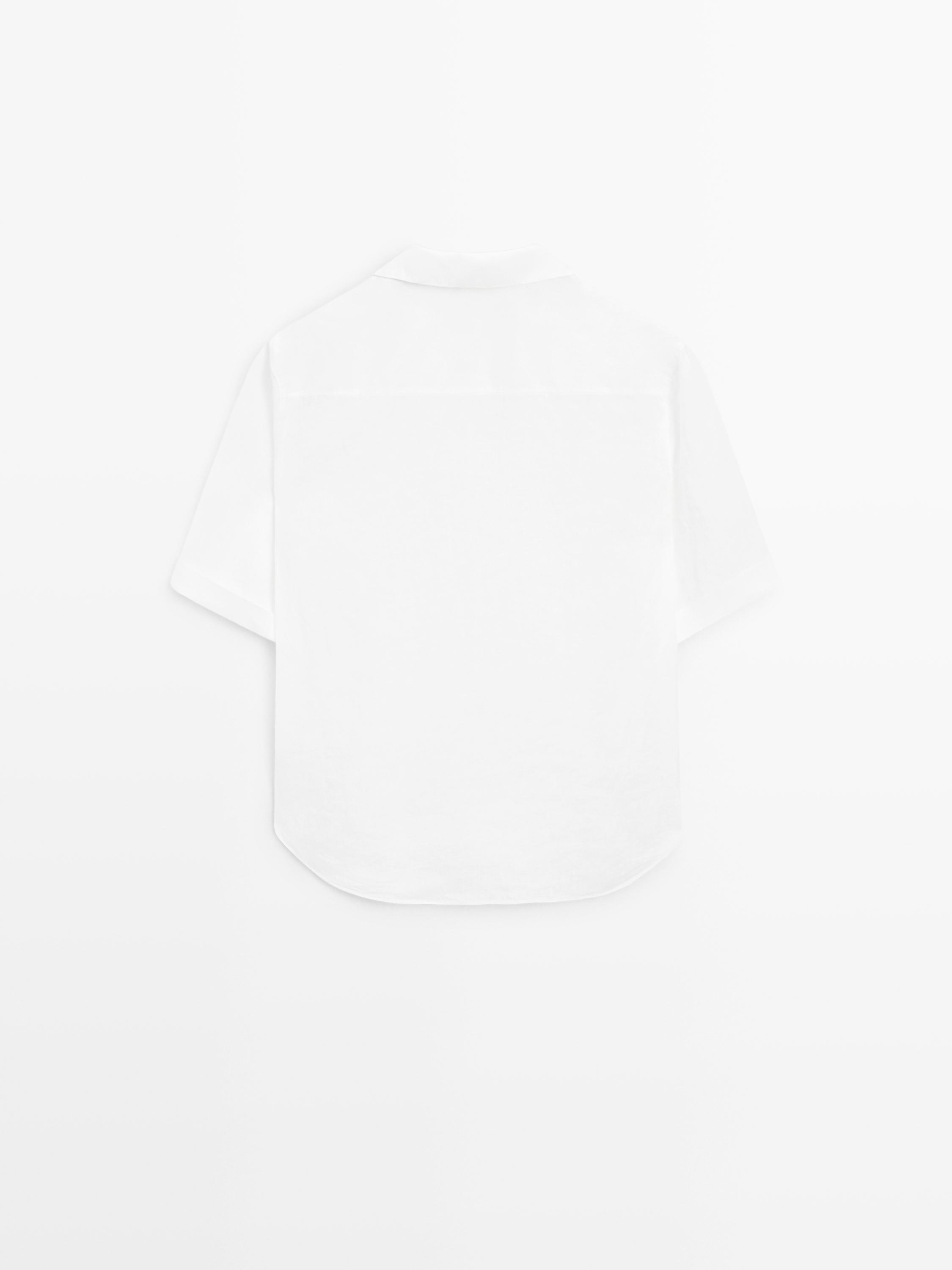 Short sleeve linen polo shirt