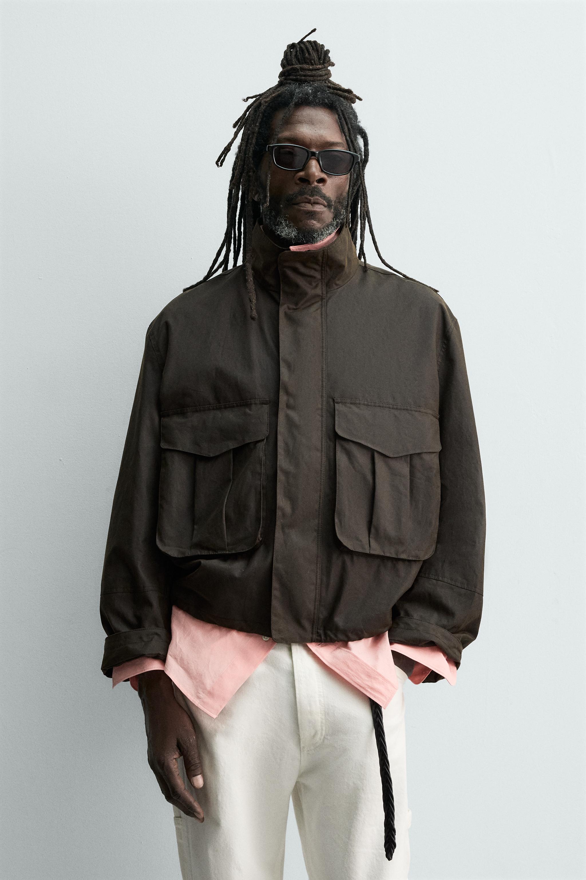 AARON LEVINE X ZARA ワックス加工クロップドジャケット - ブラウン