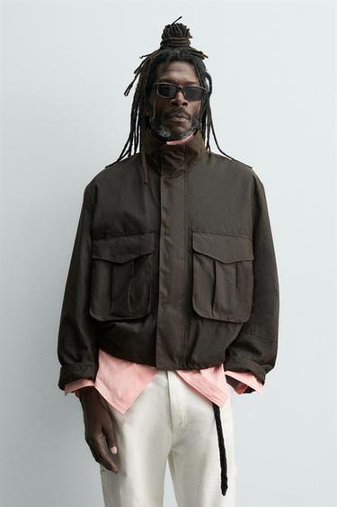 AARON LEVINE X ZARA CROPPED WAXED-EFFECT JACKET - Brown by Zara