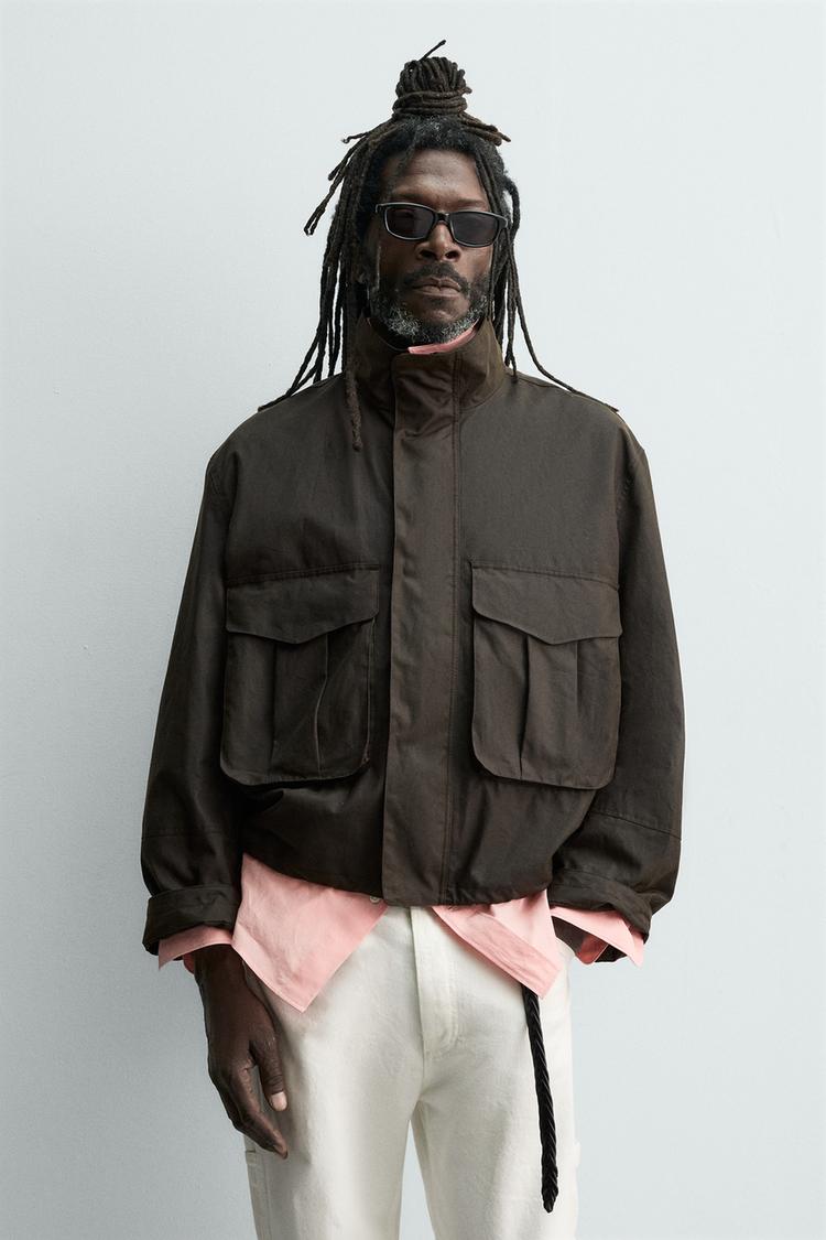 ZARA AARON LEVINE X ZARA CROPPED WAXED-EFFECT JACKET