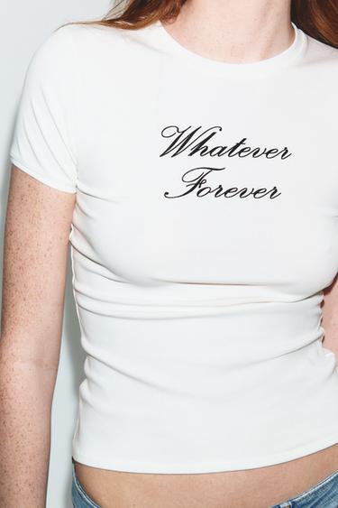 T-SHIRT À INSCRIPTION - Blanc de Zara - Image 1