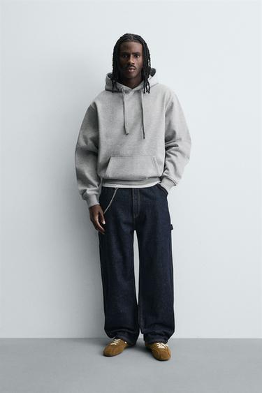 ÁO NỈ CƠ BẢN CÓ MŨ TRÙM ĐẦU DÀY DẶN - Màu ghi xám từ Zara