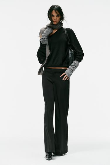 LOW-RISE STRAIGHT LEG PANTS — Black 2