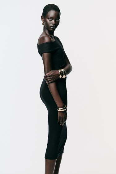 GATHERED MIDI DRESS - Black by Zara - Image 3
