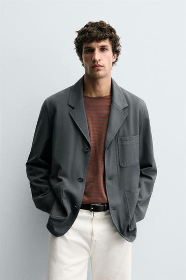 ΜΠΛΕΪΖΕΡ RELAXED FIT ΜΕ ΣΧΕΔΙΟ ΥΦΑΝΣΗΣ - Γκρι ανθρακί του Zara