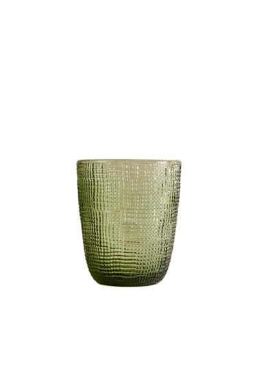 RAISED DESIGN GLASS TUMBLER - Green by Zara