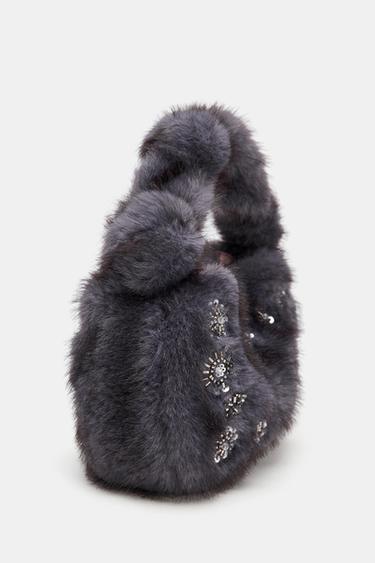 MINI SAC EFFET FOURRURE STRASS - Violet de Zara - Image 2