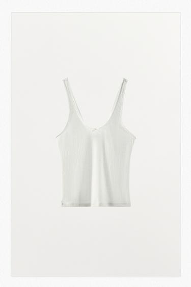 POINTELLE BOW TOP - White by Zara