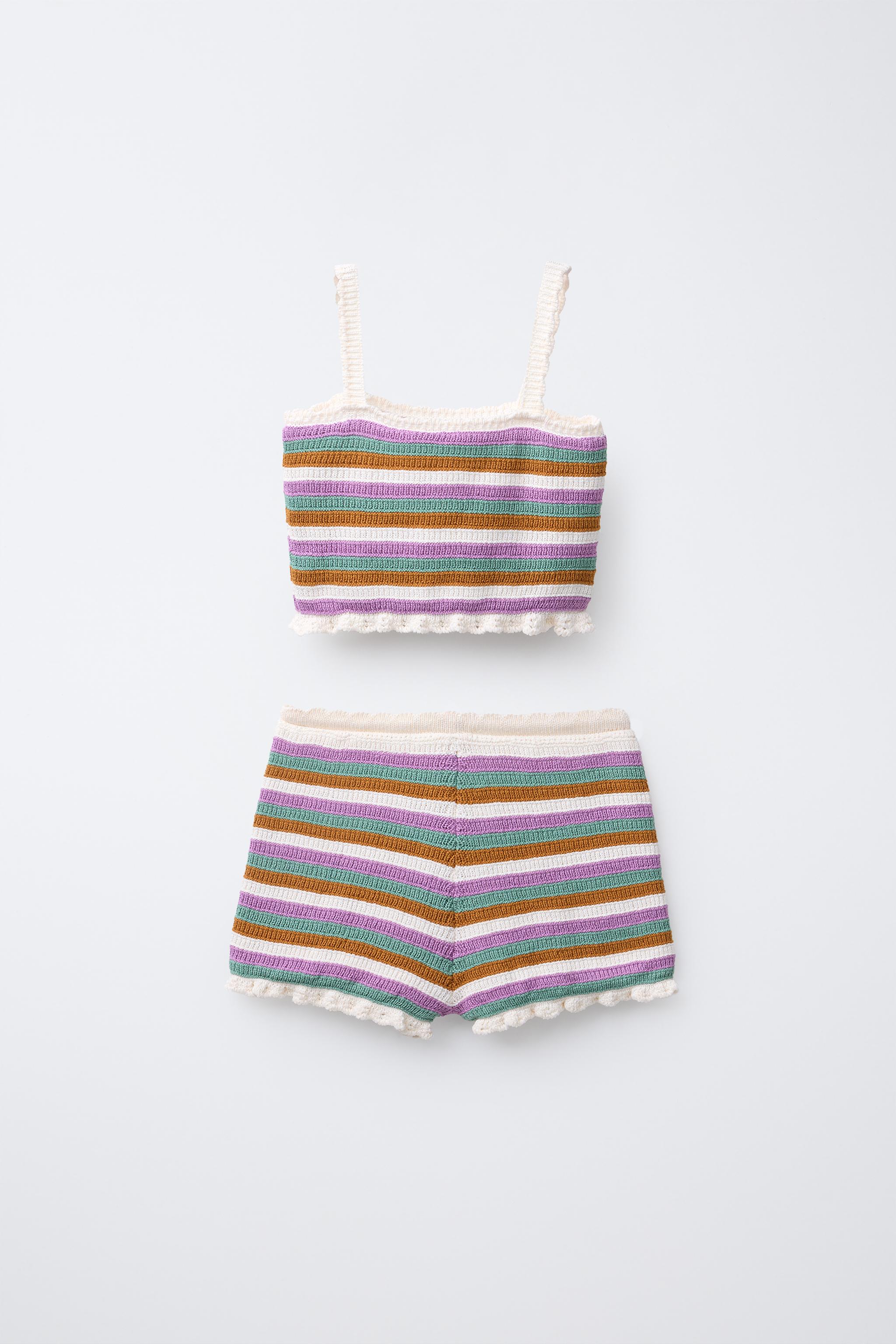 6 ANS/ ENSEMBLE EN MAILLE RAYURES CROCHET