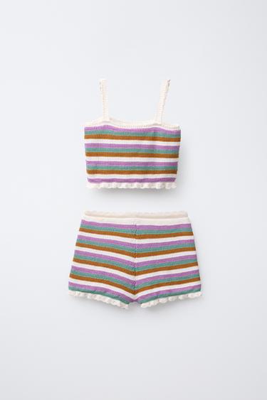 6-14 YEARS/ STRIPED CROCHET KNIT SET - Ecru by Zara - Image 1