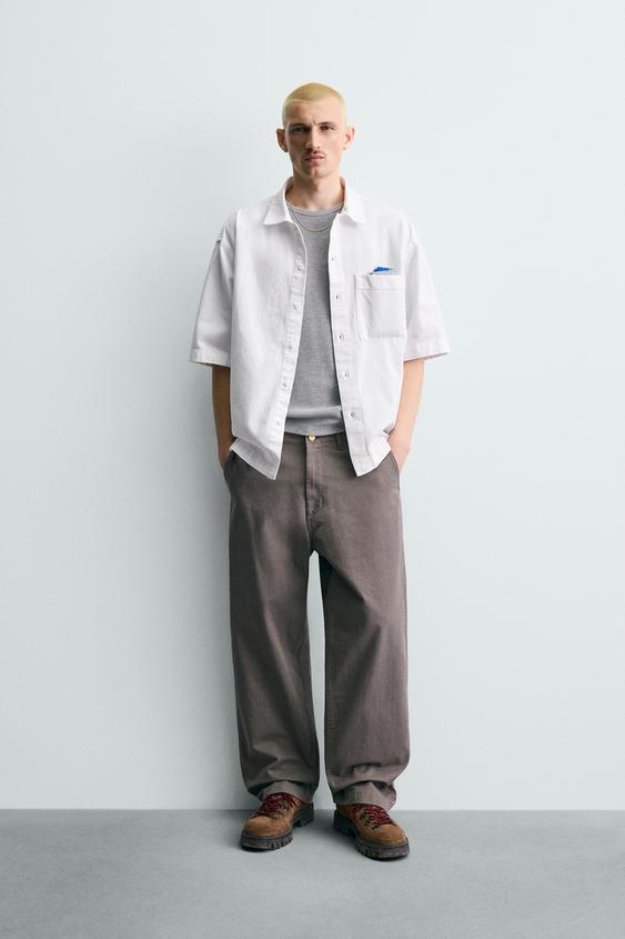 EMBROIDERED TEXTURED OVERSHIRT