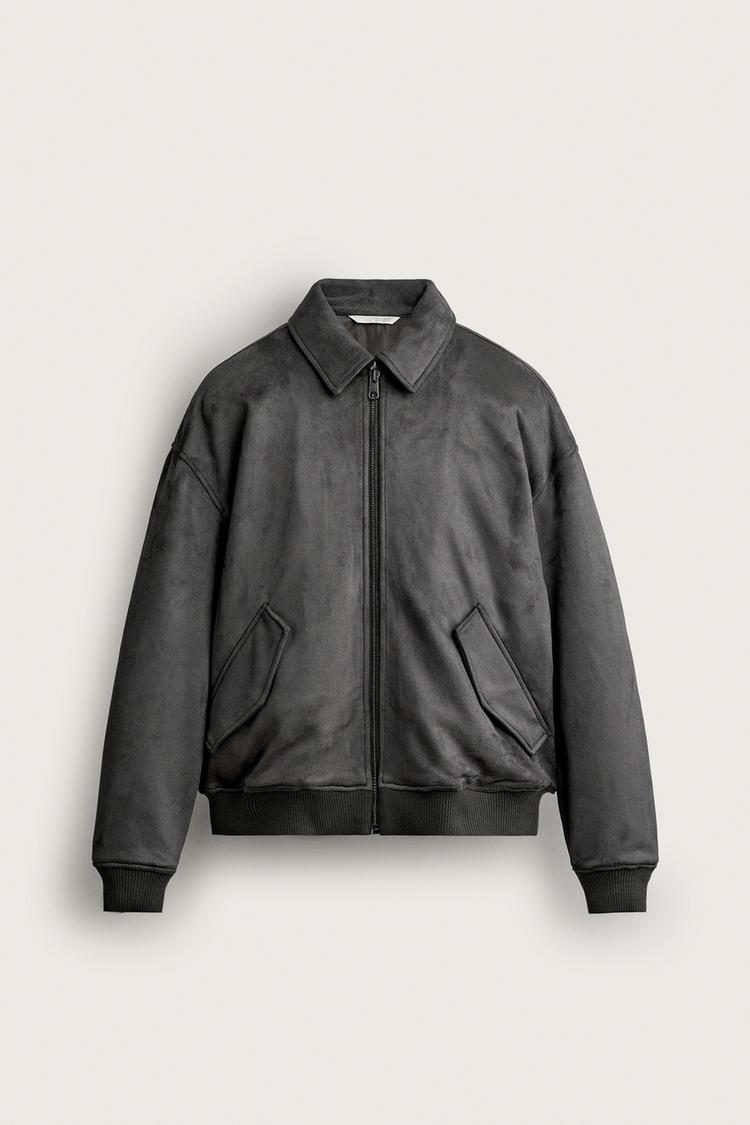 FAUX SUEDE PUFFER JACKET
