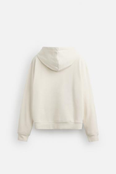 SWEAT BASIQUE ZIPPÉ À CAPUCHE - Blanc cassé de Zara - Image 7