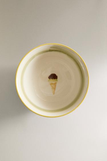 Zara STONEWARE BOWL WITH ICE CREAM DESIGN - Green marl