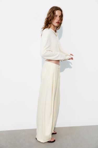 FLOWING PLEATED TROUSERS - Ecru by Zara
