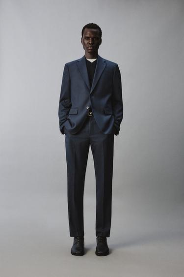 CHECK SUIT TROUSERS - Blue by Zara