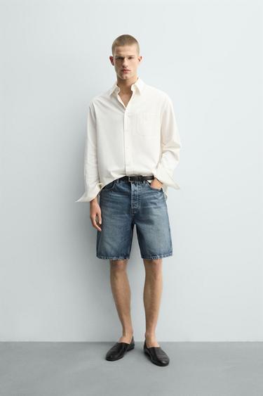 STRAIGHT-LEG DENIM BERMUDA SHORTS - Blue by Zara