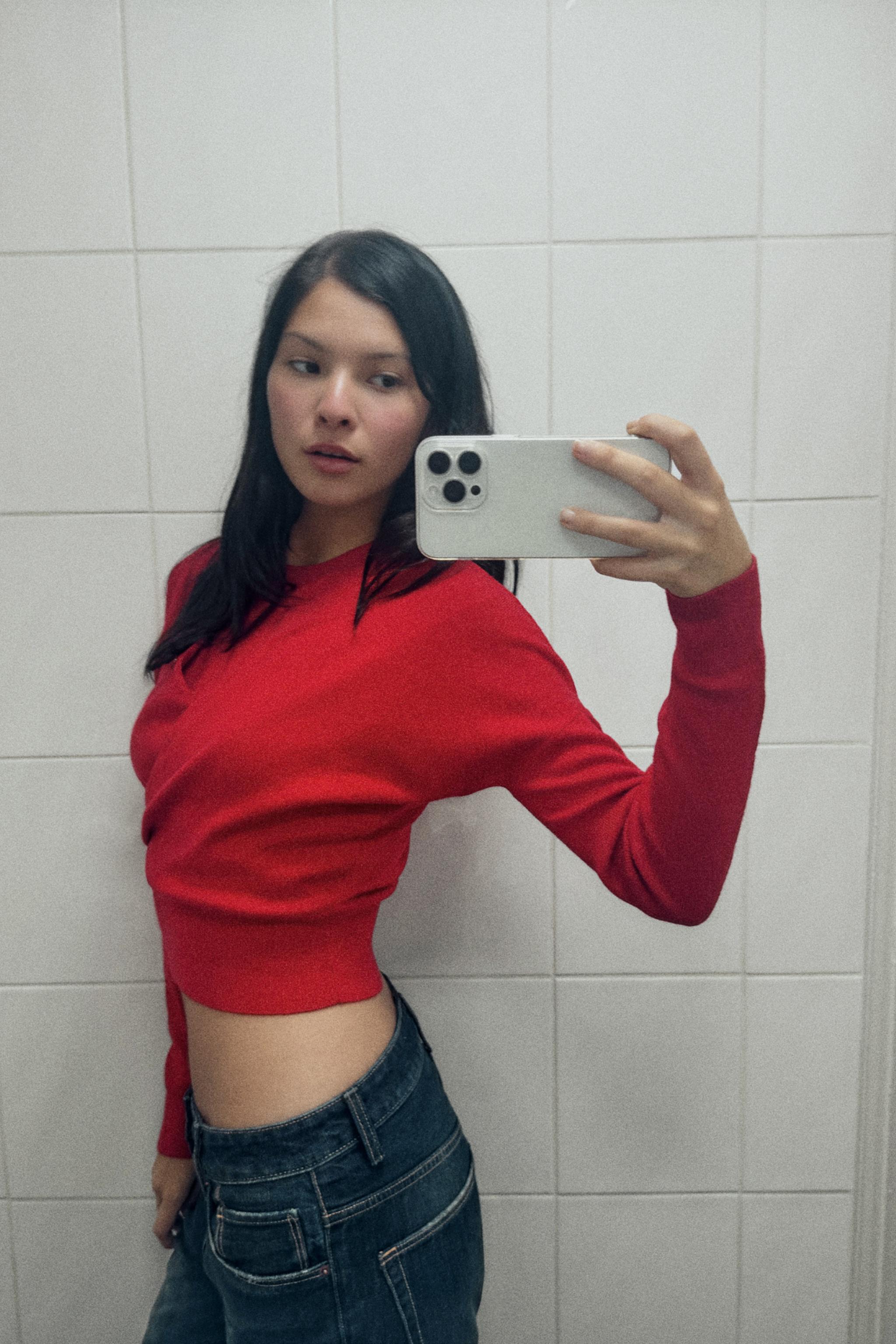 DOUBLE LAYER KNIT CARDIGAN SWEATER - Red | ZARA United States