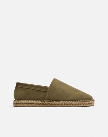 LEATHER ESPADRILLES - Green by Zara