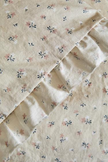 CHILDREN'S FLORAL PRINT RUFFLED DUVET COVER - Light pink by Zara