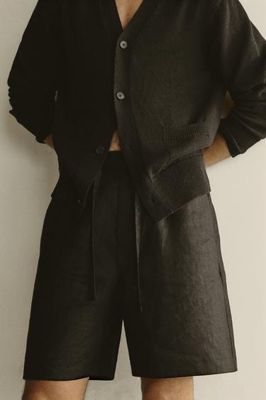 ΒΕΡΜΟΥΔΑ RELAXED FIT 100% ΛΙΝΟ - Μαύρο του Zara