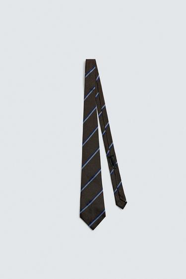 CRAVATE 100 % SOIE RAYURES - Bleu marine de Zara
