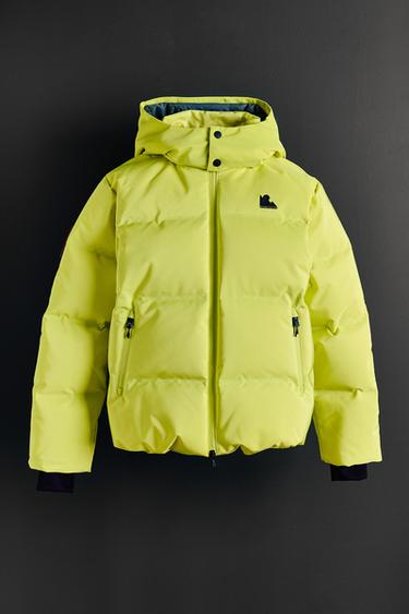 PLUMÍFERO PLUMA PLUMÓN CAPUCHA DESMONTABLE WATER RESISTANT Y WINDPROOF RECCO® SYSTEM SKI COLLECTION - Amarillo flúor de Zara