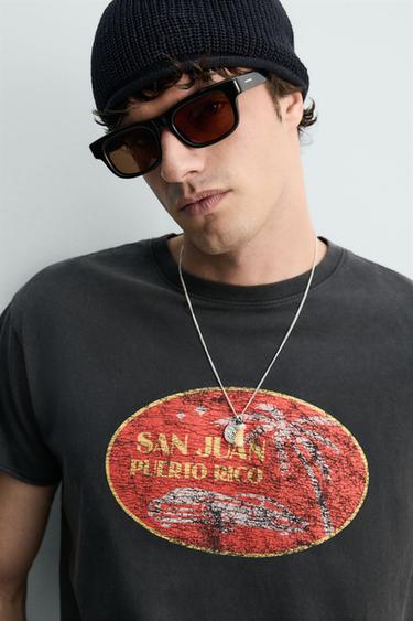 T-SHIRT RELAXED FIT IMPRIMÉ DÉLAVÉ - Noir de Zara - Image 4