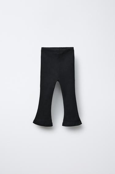 Zara FLARE RIB LEGGINGS - Black