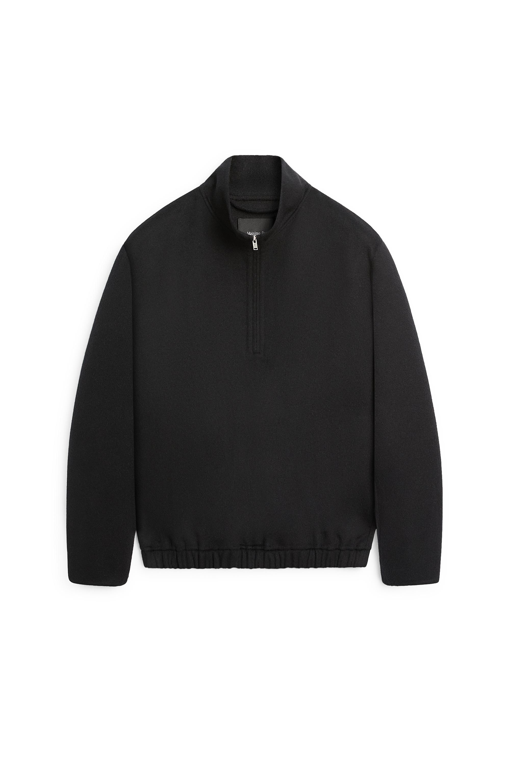 Wool blend double-faced mock neck sweatshirt - Navy blue | ZARA