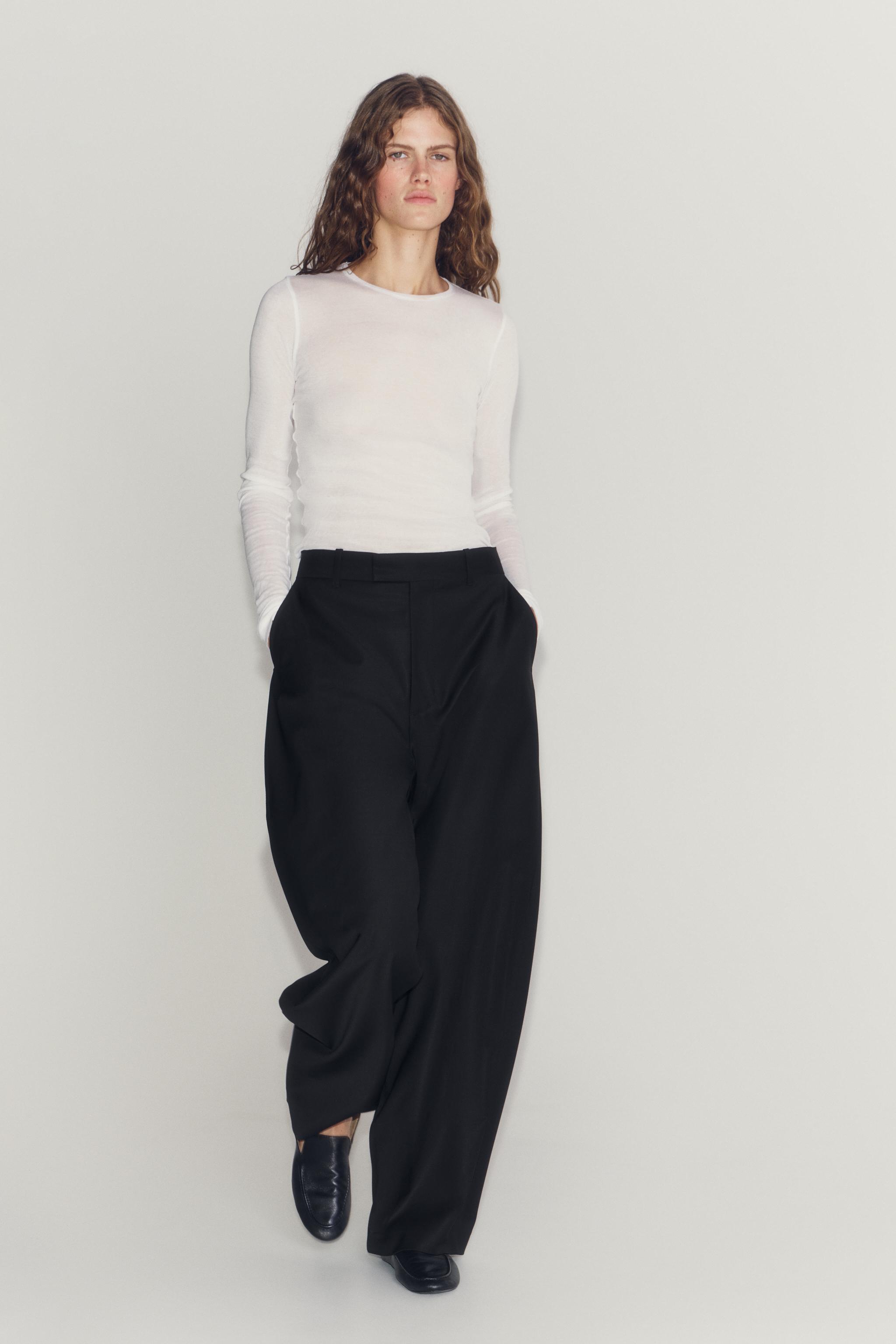 ZW COLLECTION WIDE-LEG WOOL-BLEND PANTS — Black
