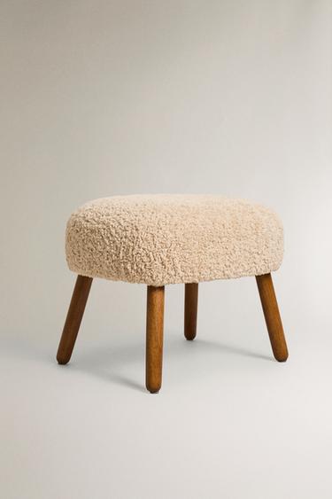 TABOURET REPOSE-PIEDS TISSU BOUCLÉ - Beige foncé de Zara - Image 1