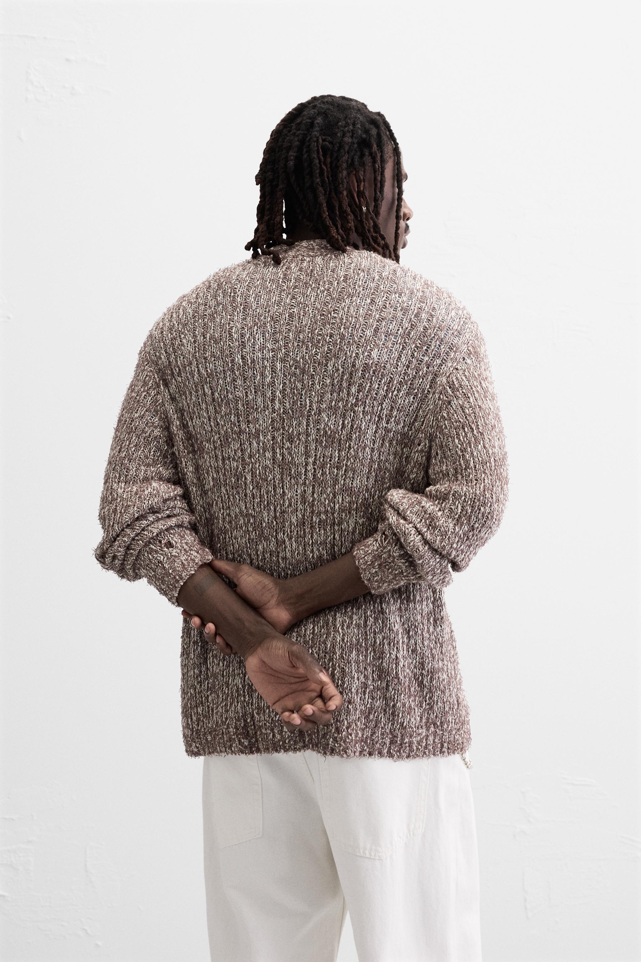 ダメージ加工カーディガン - ブラウン/モール | ZARA Japan / 日本