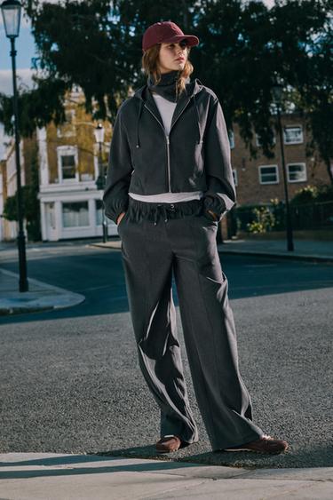 Zara HOODED BOMBER JACKET - Anthracite grey