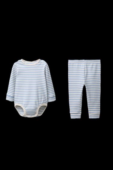 STRIPED BODYSUIT AND LEGGINGS SET - Light blue by Zara