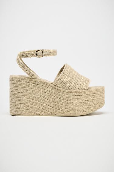 CUÑA PLATAFORMA YUTE - Beige claro de Zara