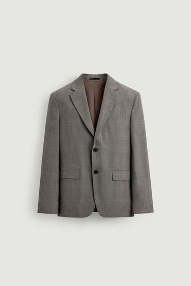 CHECK SUIT BLAZER - Brown by Zara