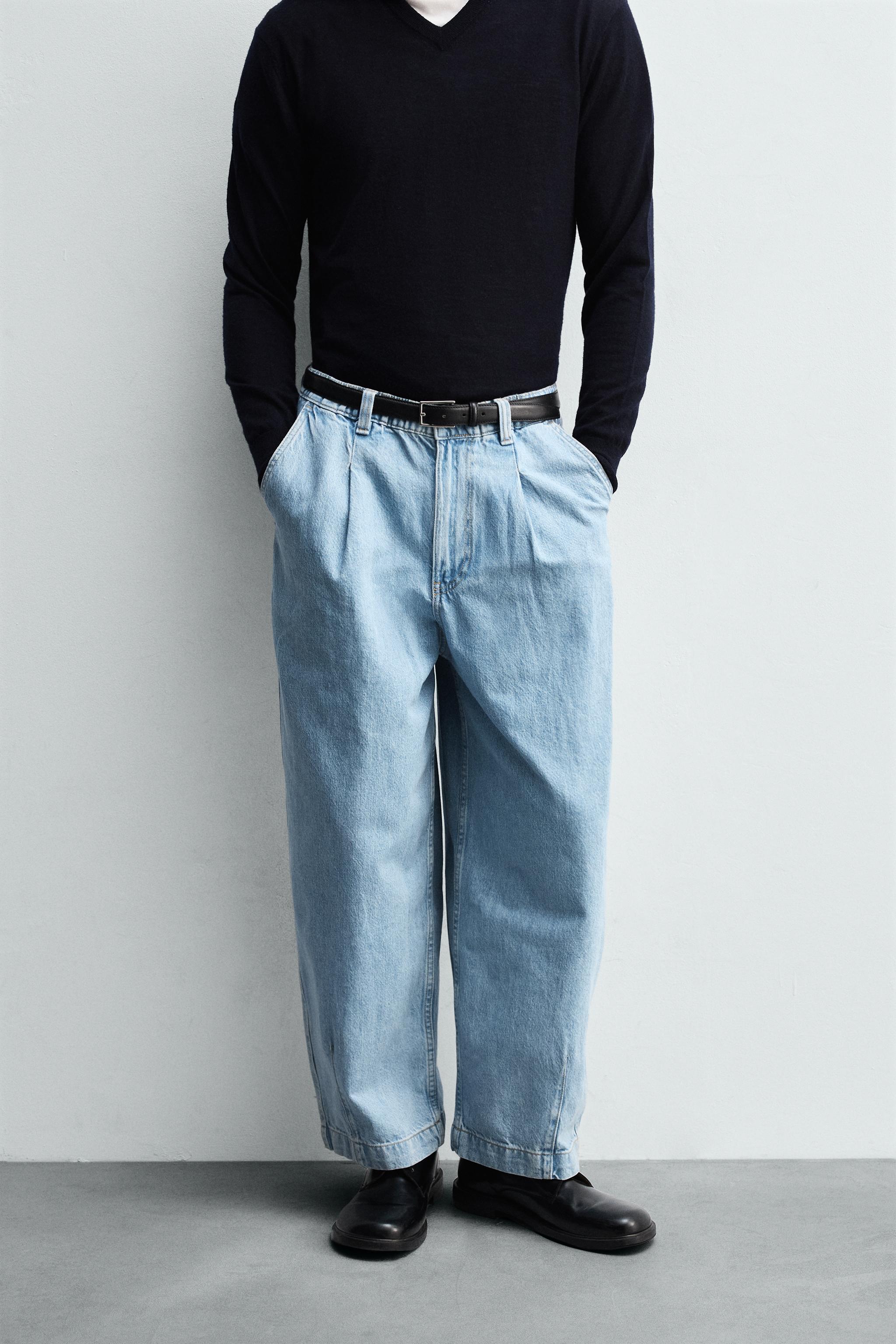 PANTALON DENIM CHINO COUPE AMPLE À PLIS