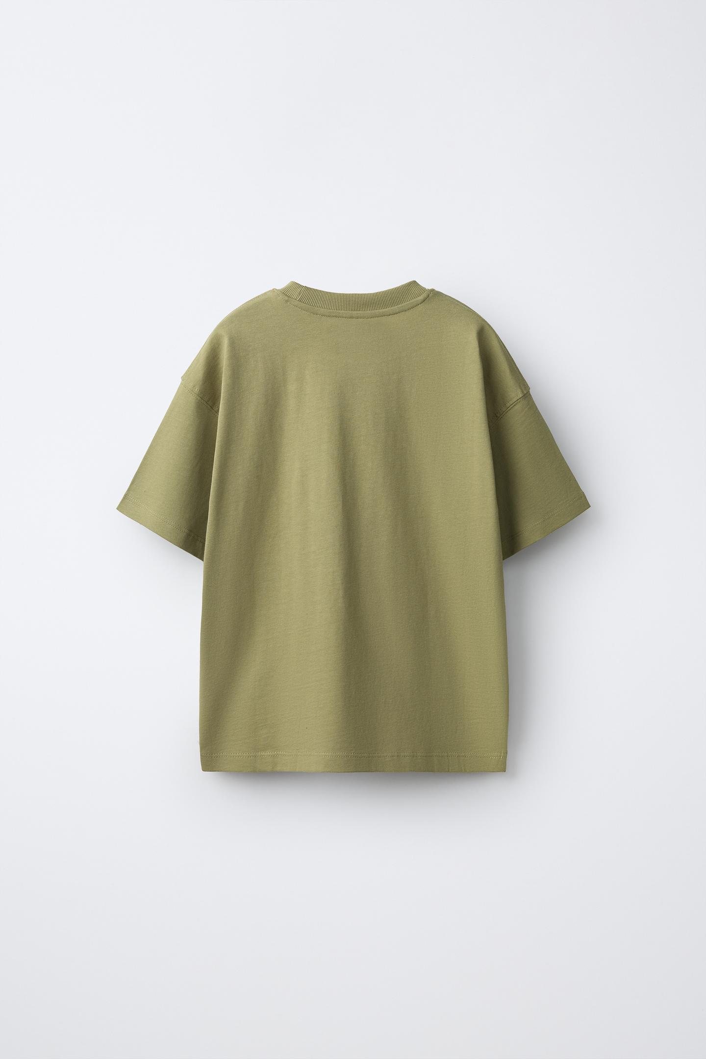 Детская футболка Zara Text Print, цвет: Хаки — фото 2