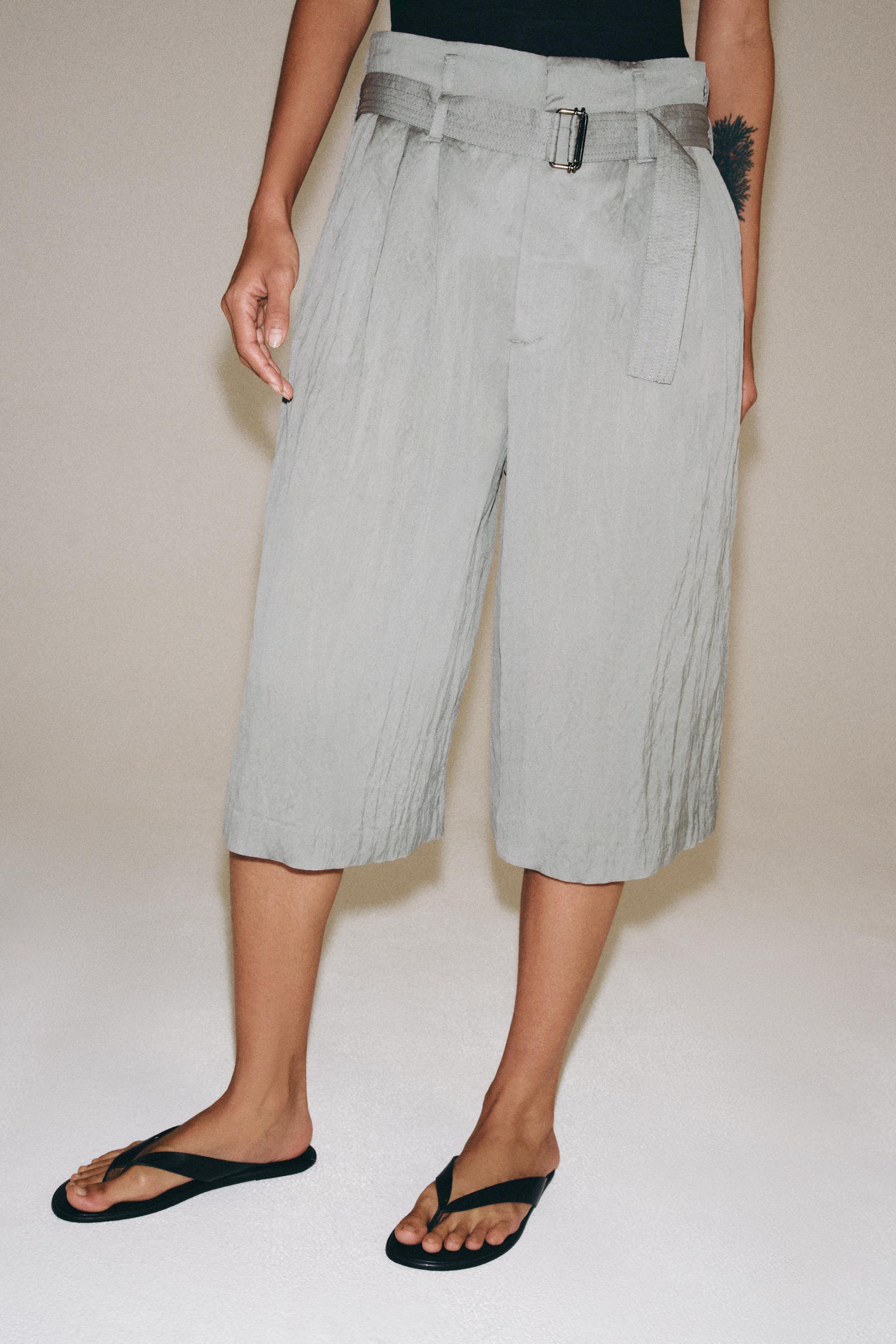 Zara ZW COLLECTION KEMERLİ VE PENS DETAYLI BERMUDA görsel 4