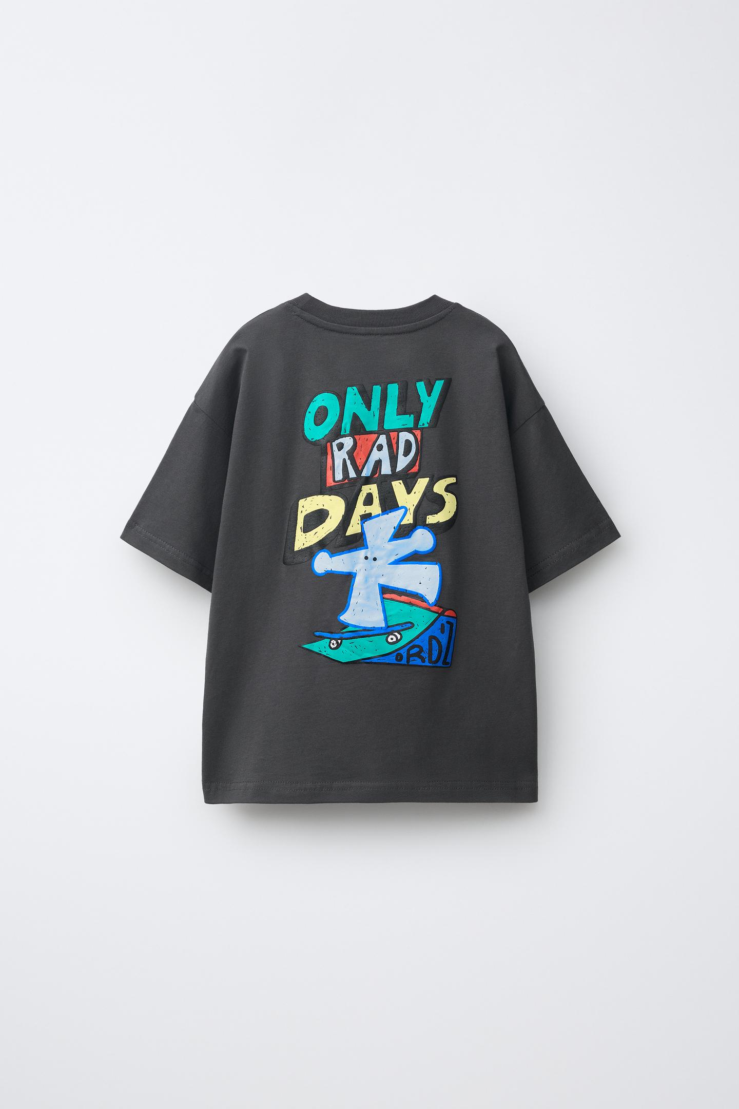 Детская футболка Zara Logo Print, цвет: Тёмный антрацитовый — фото 3