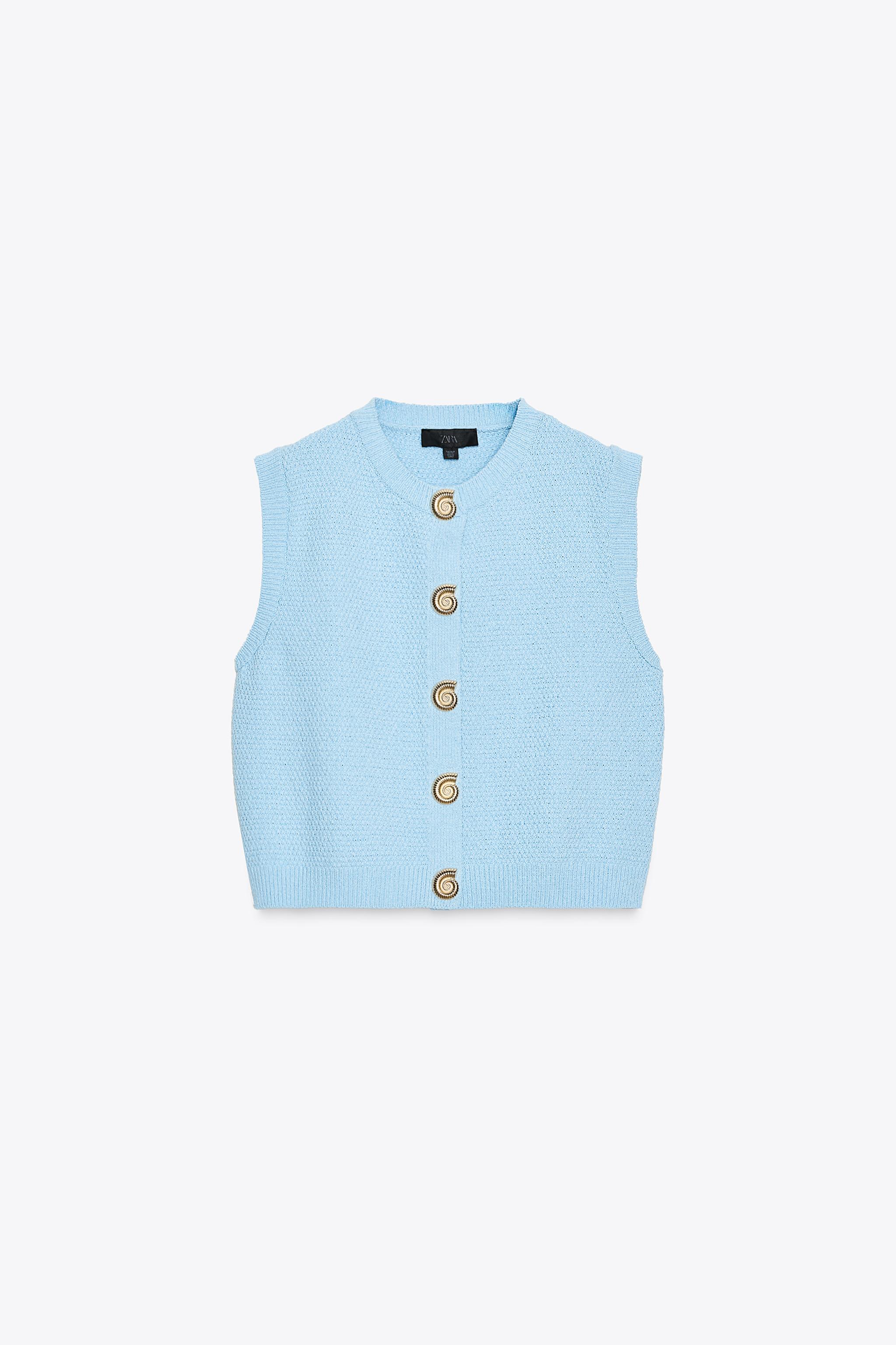 GOLD BUTTON STRUCTURED KNIT VEST TOP