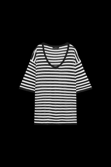 OVERSIZE-TOP AUS STRICK MIT KURZEN ÄRMELN - Marineblau / Weiß von Zara - Bild 0
