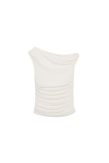 TOP ASIMETRIK I RRUDHUR - Ngjyrë natyrale nga Zara