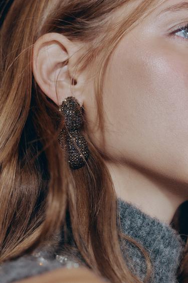 BOUCLES D'OREILLES DOUBLES BRILLANTES - Or vieilli de Zara
