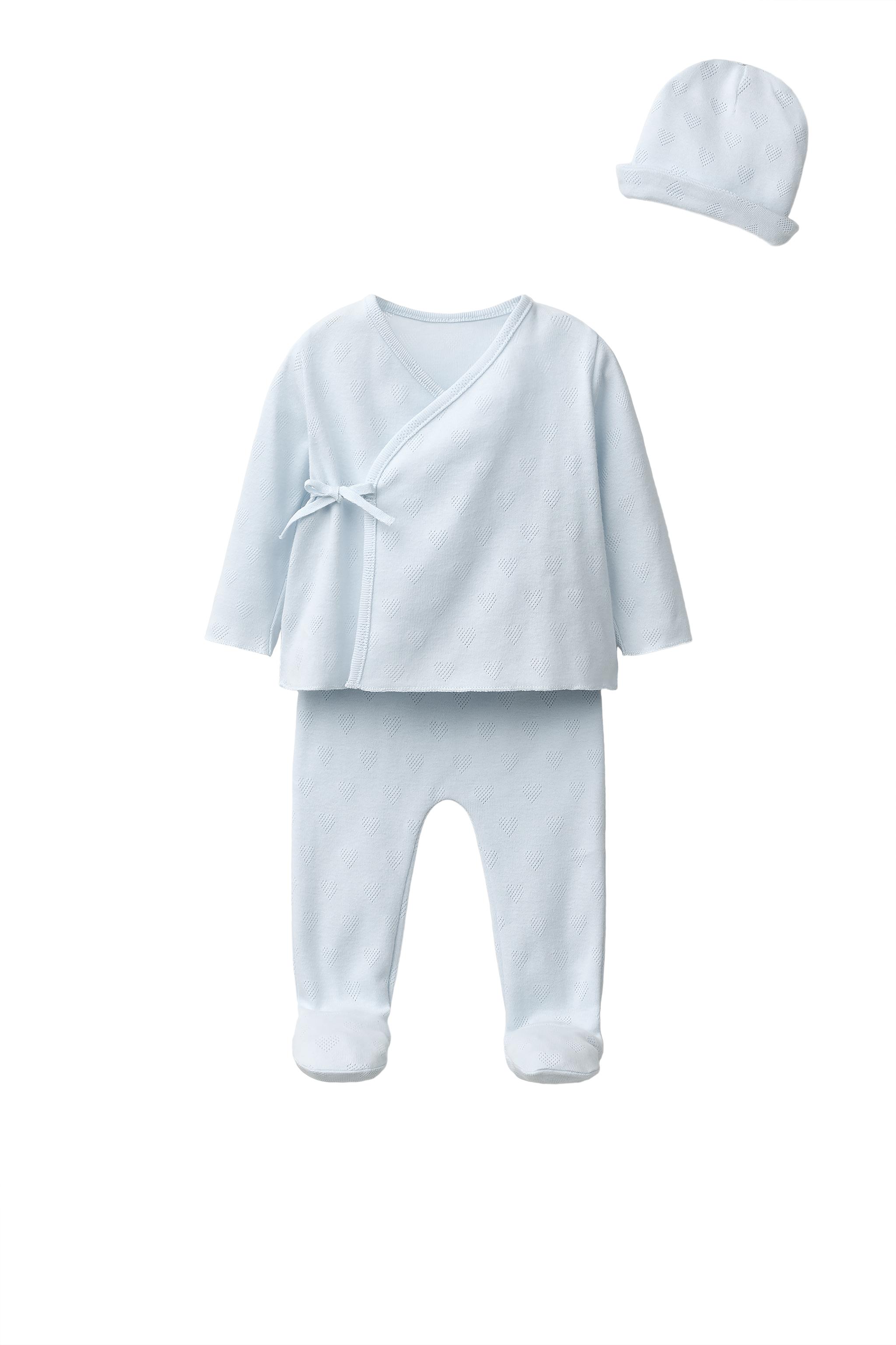 NEWBORN HEART SET WITH POUCH — Pastel blue