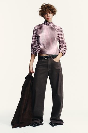 CHEMISE EN POPELINE À CARREAUX VICHY - Roses de Zara