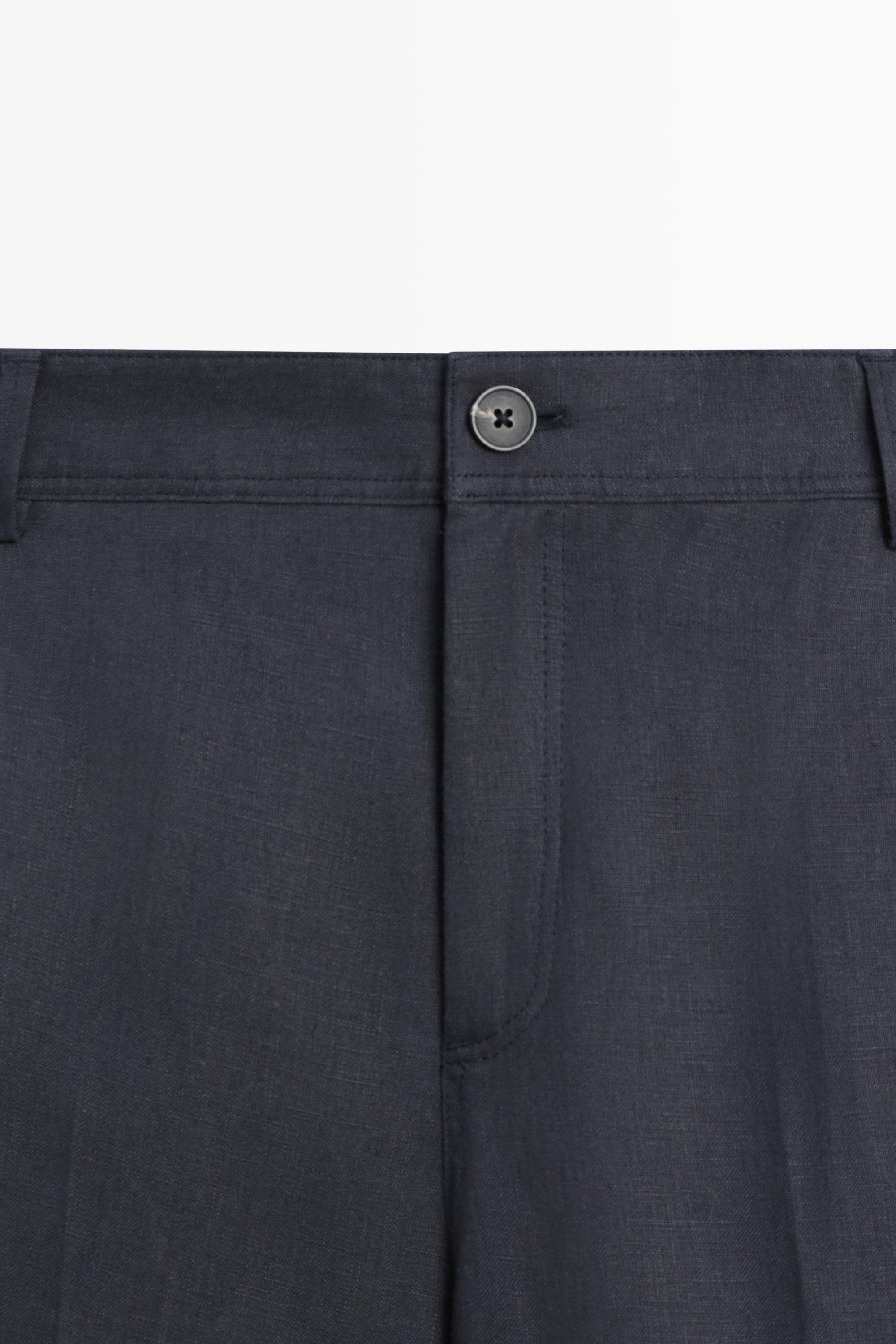 Pantalon kick flare cropped en lin