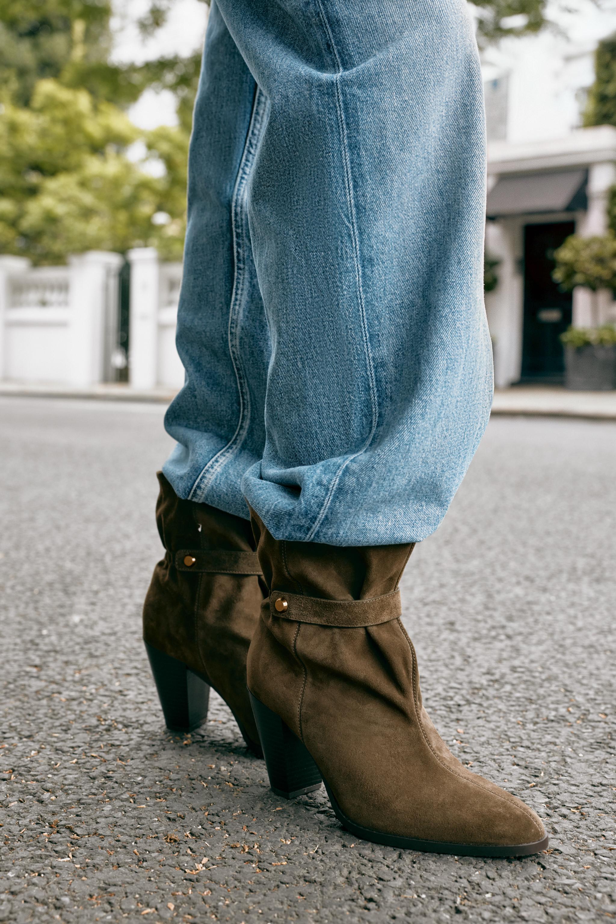 Женские ботинки Zara SUEDE SLOUCHY ANKLE BOOTS — фото 3