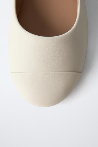 LEATHER BALLET FLATS - White by Zara - Image 4